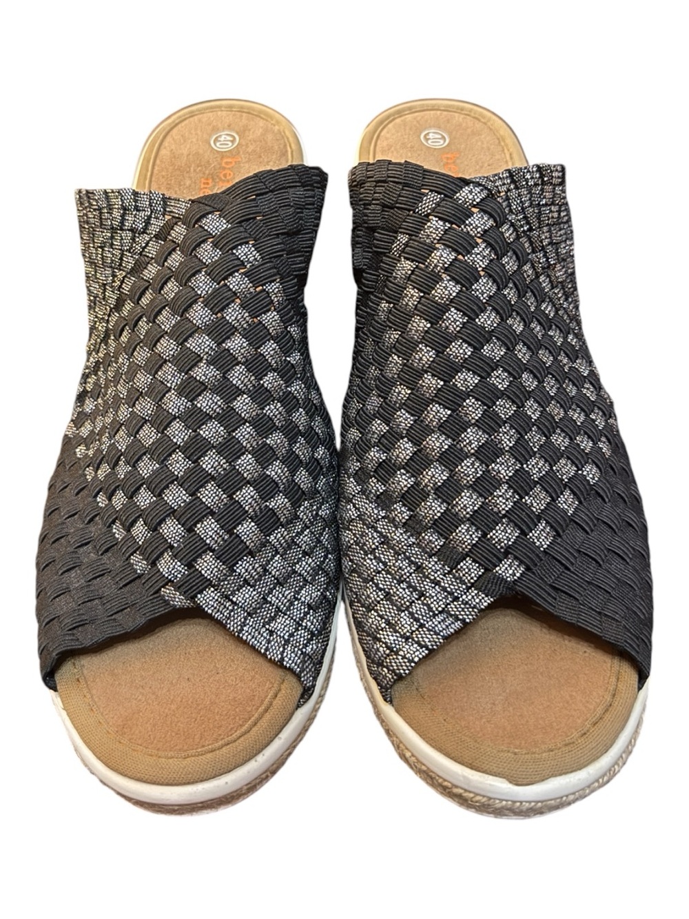 Bernie Mev Espa Cyrene Black Shimmer Espadrille Wedges Size 9 EU 40 NIB